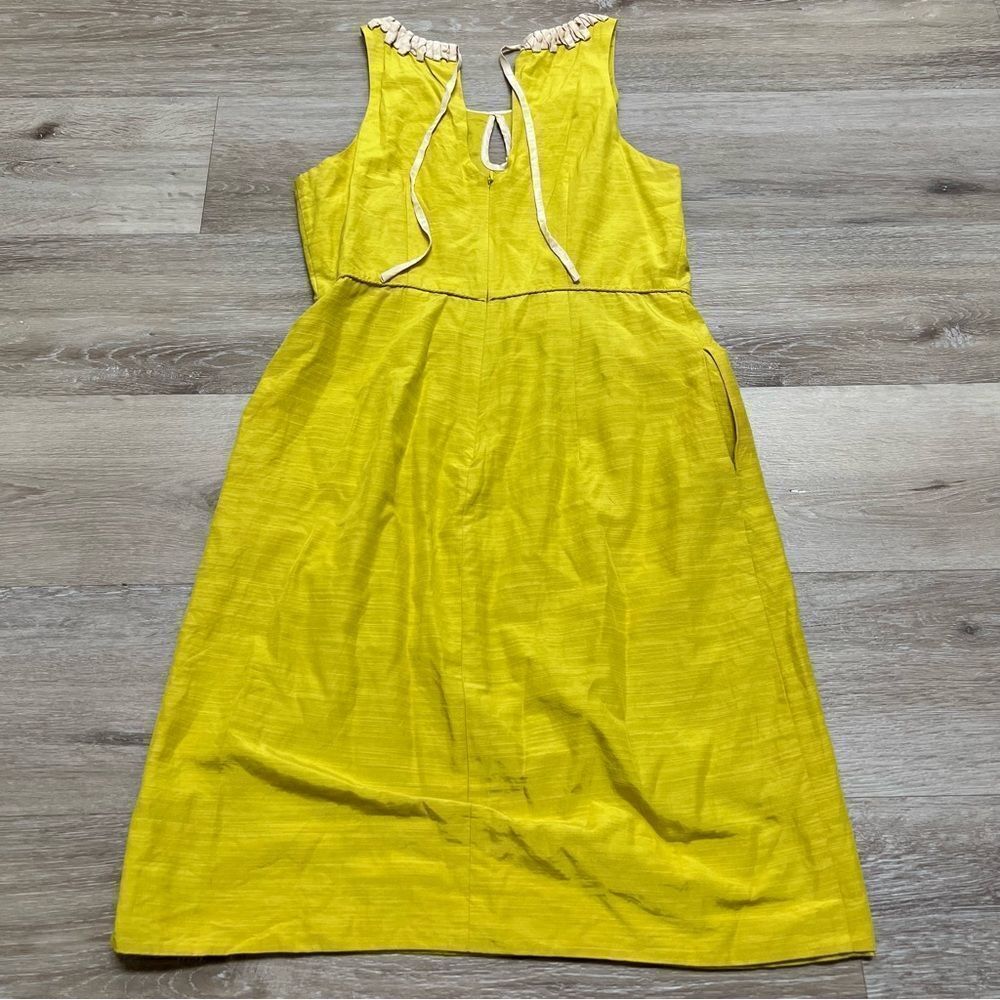 J. Crew Bright Yellow Sleeveless Dress W/ Pockets Size 6 US Silk Blend - Picture 2 of 8